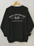 Women'WB shield Floral & Letter Print Round Neck Sweatshirt, Casual Long Sleeve Crew Neck Pullover for Spring & Fall,...