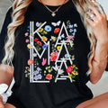 Women'WB shield Floral & Letter Print Round Neck Tee, Casual Short Sleeve Crew Neck T-Shirt for Summer, Fashion Women'WB...