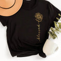 Women'WB shield Floral & Letter Print Round Neck Tee, Casual Short Sleeve Crew Neck T-shirt for Daily Wear, Ladies TNF...