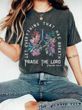Women'WB shield Floral & Letter Print Round Neck Tee, Trendy Casual Crew Neck T-shirt for Daily Wear, Ladies Summer...