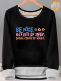 Women'WB shield Floral & Letter Print TNF Lined Tee, Casual Long Sleeve Round Neck T-shirt for Fall & Winter, Ladies TNF...