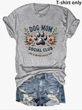 Women'WB shield Floral & Paw Print Round Neck Tee, Fashion Casual Crew Neck T-Shirt for Daily Holiday Vacation Outdoor...