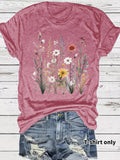 Women'WB shield Floral & Plants Print Round Neck Tee, Casual Short Sleeve Crew Neck T-shirt for Summer, Fashion Women'WB...