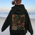 Women'WB shield Floral & Shark Print Drop Shoulder Long Sleeve Hoodie, Fashion Casual Drawstring Pocket Hooded Sweatshirt...