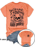 Women'WB shield Floral & Skull Print Round Neck Tee, Fashion Casual Letter Graphic Crew Neck T-Shirt for Daily Holiday...