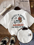 Women'WB shield Floral & Skull Print Round Neck Tee, Trendy Casual Short Sleeve Graphic T-Shirt for Daily Wear, Ladies...