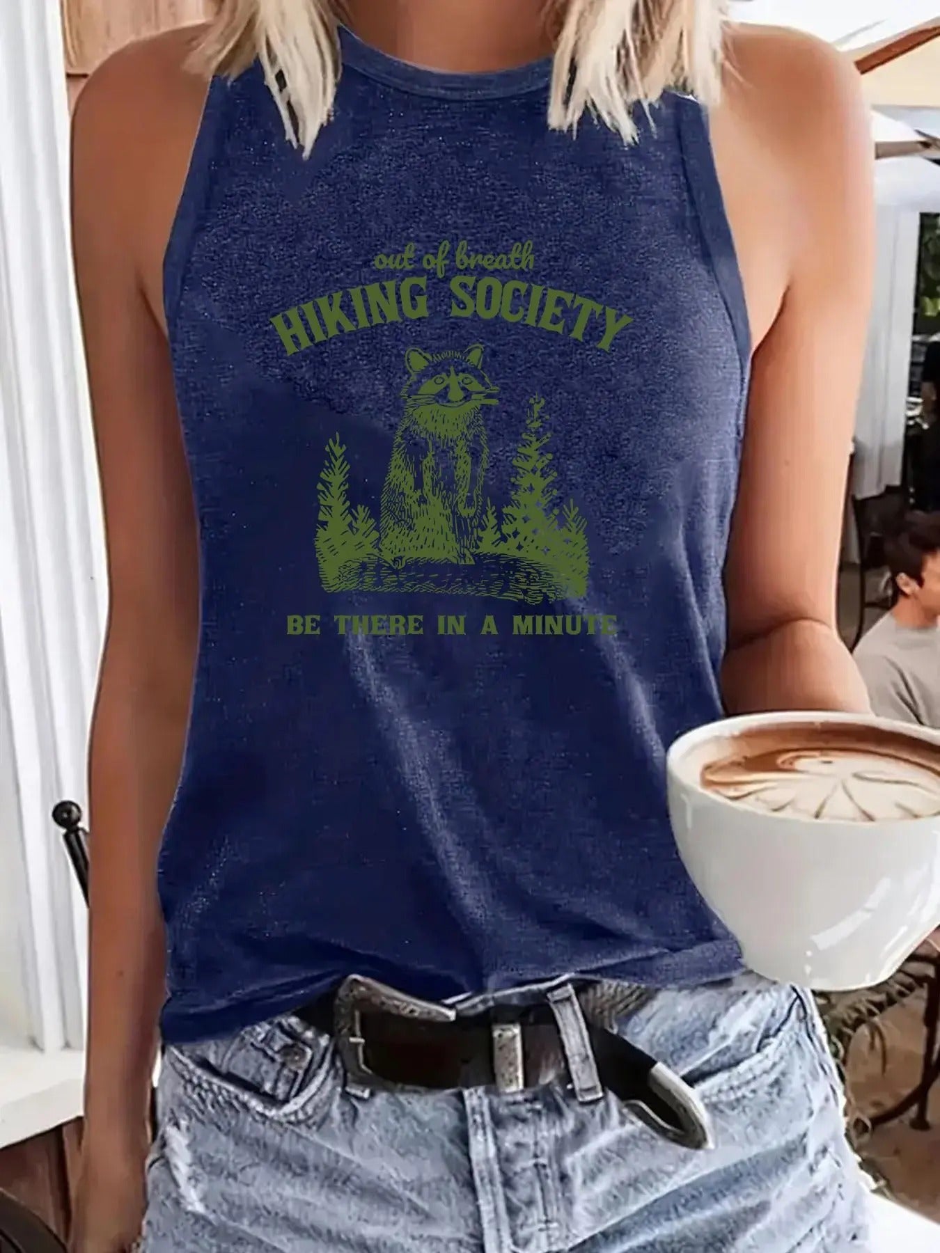 Women'WB shield Floral & Slogan Print Round Neck Tank Top, Casual Sleeveless Top for Summer, Ladies TNF for Daily Wear,...