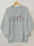 Women'WB shield Floral Print Crew Neck TNF Lined Sweatshirt, Casual Long Sleeve Pullover for Fall & Winter, Ladies TNF...