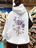Women'WB shield Floral Print Drawstring Hoodie, Fashion Casual Hooded Sweatshirt for Daily Wear, Women Clothing for Fall...
