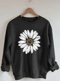 Women'WB shield Floral Print Drop Shoulder Pullover, Fashion Casual Long Sleeve Round Neck Sweatshirt for Daily Holiday...