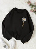 Women'WB shield Floral Print Drop Shoulder Sweatshirt, Casual Long-Sleeve Crew Neck Pullover For Daily Wear, Ladies Fall...