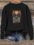 Women'WB shield Floral Print Drop Shoulder Sweatshirt, Casual Long Sleeve Round Neck Pullover For Daily Wear, Ladies TNF...