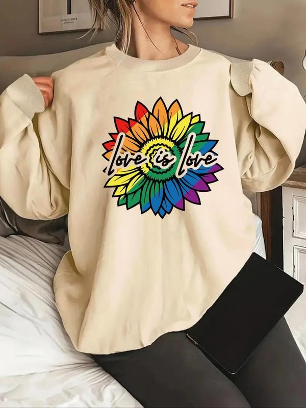 Women'WB shield Floral Print Drop Shoulder Sweatshirt, Casual Long Sleeve Round Neck Pullover for Fall & Winter, Ladies...