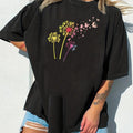 Women'WB shield Floral Print Drop Shoulder Tee, Casual Half Sleeve Round Neck T-Shirt for Daily Wear, Ladies TNF for...