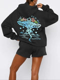 Women'WB shield Floral Print Hoodie, Casual Long Sleeve Pullover Hooded Sweatshirt for Daily Wear, Ladies TNF for Spiky...