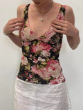 Women'WB shield Floral Print Lace Wrap Tank Top, Summer TNF Women, Casual Deep Superhero team Neck Sleeveless Top for...