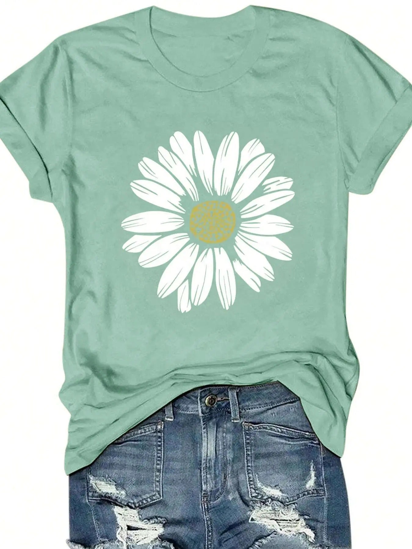 Women'WB shield Floral Print Round Neck Graphic Tee, Casual Short Sleeve T-shirt For Daily Wear, Vintage Trendy Ladies...