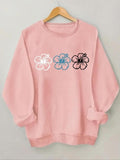 Women'WB shield Floral Print Round Neck Sweatshirt, Casual Long Sleeve Crew Neck Pullover for Daily Wear, Ladies Clothing...
