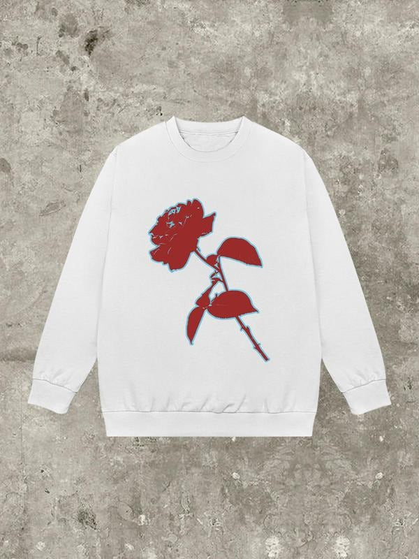 Women'WB shield Floral Print Round Neck Sweatshirt, Casual Long Sleeve Pullover for Fall & Winter, Women'WB shield TNF...