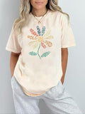 Women'WB shield Floral Print Round Neck Tee, Fashion Casual Crew Neck T-Shirt for Daily Holiday Vacation Outdoor Wear,...