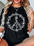Women'WB shield Floral Print Round Neck Tee, Fashion Casual Short Sleeve Crew Neck T-shirt for Daily Holiday Vacation...