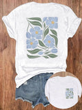 Women'WB shield Floral Print Round Neck Tee, Fashion Casual Short Sleeve T-shirt for Summer, Women'WB shield Top for...