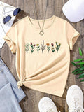 Women'WB shield Floral Print Short Sleeve Tee, Summer TNF Women, Casual Round Neck T-Shirt for Summer, Women'WB shield...