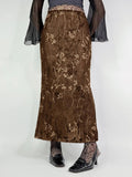 Women'WB shield Floral Print Split Hem Skirt, Retro Elegant Long Skirt for Party Holiday Wedding Guest, Ladies Bottoms...
