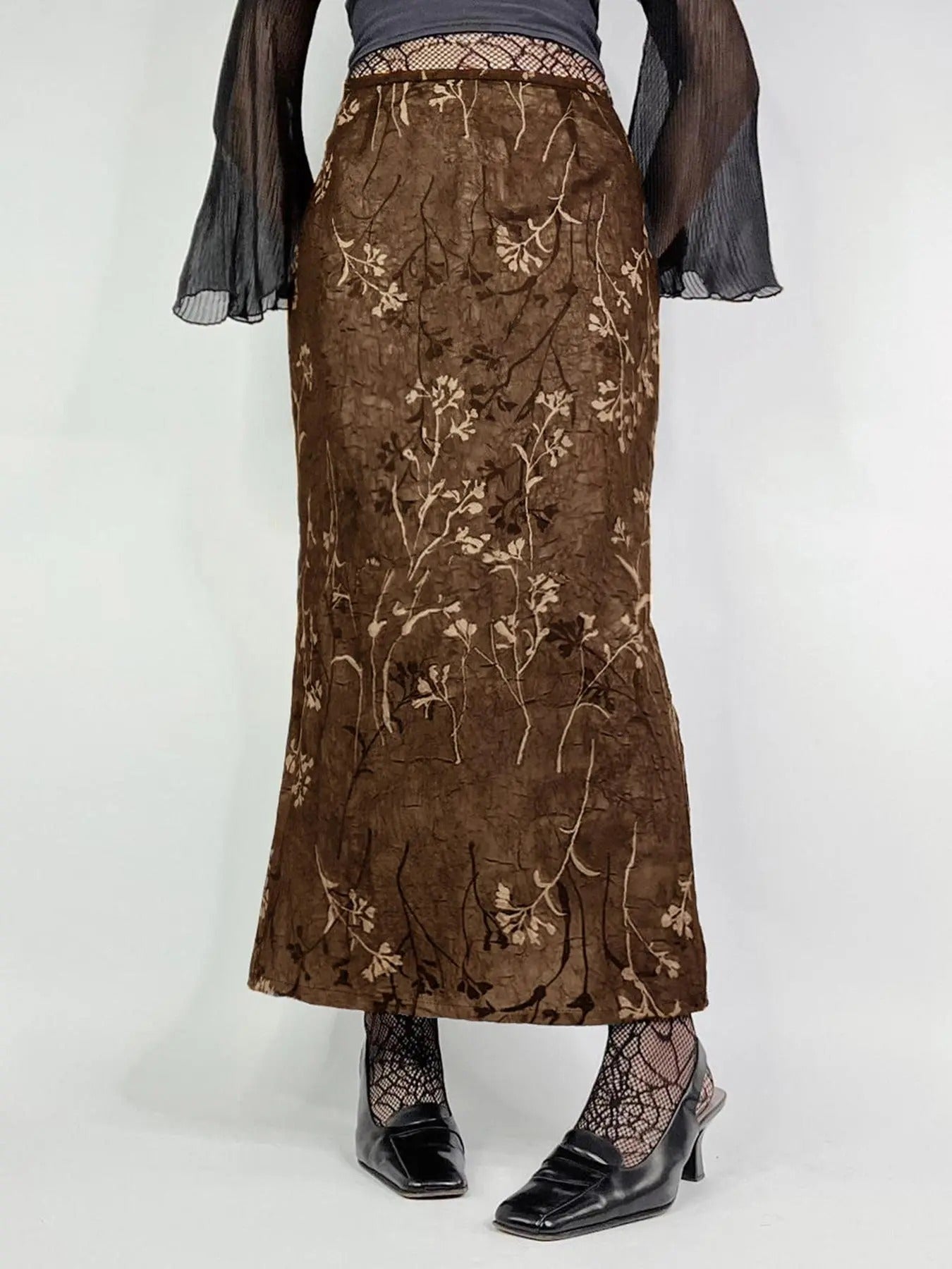 Women'WB shield Floral Print Split Hem Skirt, Retro Elegant Long Skirt for Party Holiday Wedding Guest, Ladies Bottoms...