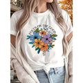 Women'WB shield Floral Print T-Shirt | Round Neck, Short Sleeve | All-Season Comfort | Machine Washable | Vibrant Flower...