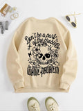 Women'WB shield Floral Skull & Letter Print Drop Shoulder Sweatshirt, Casual Long Sleeve Round Neck Pullover for Spring &...