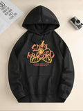 Women'WB shield Flower & Letter Print Drawstring Hoodie, Fashion Casual Hooded Sweatshirt for Daily Holiday Outdoor Wear,...