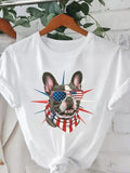 Women'WB shield French Bulldog Round Neck Graphic Tee, Casual Short Sleeve Crew Neck T-Shirt for Summer, Fashion Women'WB...