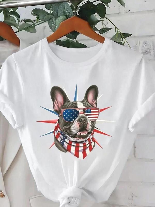 Women'WB shield French Bulldog Round Neck Graphic Tee, Casual Short Sleeve Crew Neck T-Shirt for Summer, Fashion Women'WB...