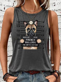 Women'WB shield French Bulldog Round Neck Tank Top, Cute Dog Graphic Sleeveless Top for Summer, Fashion Casual Women'WB...