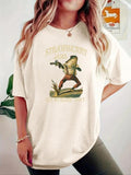 Women'WB shield Frog Graphic Print Round Neck Tee, Fashion Casual Short Sleeve T-shirt, Ladies Summer TNF for Daily Wear,...
