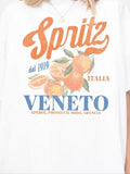 Women'WB shield Fruit & Letter Print Round Neck Tee, Casual Short Sleeve Crew Neck T-Shirt for Summer, Fashion Women'WB...