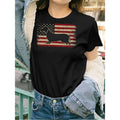 Women'WB shield Funny Dachshund Dad Weiner Weenie Patriotic American Flag Graphic T-Shirt