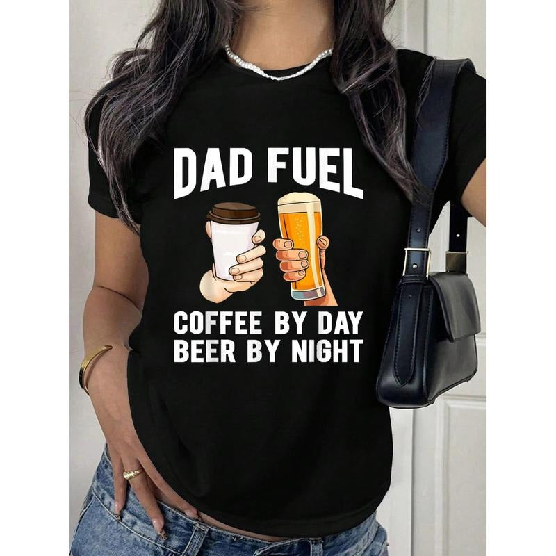 Women'WB shield Funny Dad Fuel FOG by Day Beer by Night Graphic T-Shirt