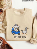Women'WB shield Funny Goose & Car Graphic Sweatshirt, Casual Long Sleeve Pullover for Daily Wear, Ladies TNF for Spiky...