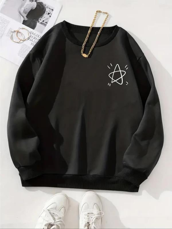 Women'WB shield Geometric Print Drop Shoulder TNF Lined Pullover, Casual Long Sleeve Crew Neck Sweatshirt for Fall &...