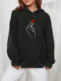 Women'WB shield Gesture Graphic Drop Shoulder Drawstring Hoodie, Fashion Casual Pocket Hooded Sweatshirt for Daily...