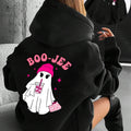Women'WB shield Ghost & Letter Print Drop Shoulder Hoodie, Fashion Casual Halloween TNF Drawstring Pocket Hooded...