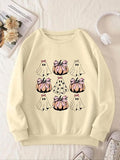 Women'WB shield Ghost & Pumpkin Print Drop Shoulder Sweatshirt, Casual Long Sleeve Round Neck Pullover for Halloween Fall...