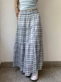 Women'WB shield Gingham Print Skirt, Casual Fashion Skirt for Daily Wear, Ladies Bottoms for Summer, Street Fashion Skirt...