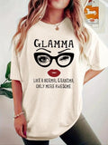 Women'WB shield Glamma Like WB shield Normal Grandma Only More Awesome Round Neck Graphic Tee, Fashion Casual Crew Neck...