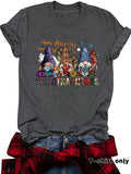 Women'WB shield Gnome & Letter Print Round Neck Tee, Casual Short Sleeve Crew Neck T-shirt for Summer, Fashion Women'WB...