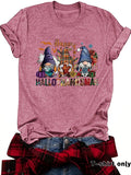 Women'WB shield Gnome & Letter Print Round Neck Tee, Casual Short Sleeve Crew Neck T-shirt for Summer, Fashion Women'WB...