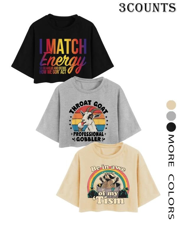 Women'WB shield Goat Print Round Neck Graphic Tee, Casual Short Sleeve T-shirt for Summer, Ladies TNF for Daily Wear...