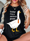Women'WB shield Goose & Letter Print Round Neck Tee, Fashion Casual Crew Neck T-shirt for Daily Holiday Vacation Outdoor...
